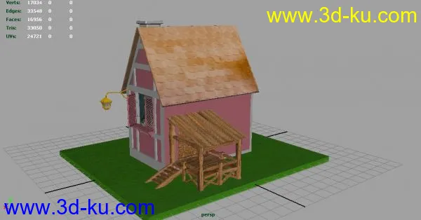 低模小木屋一间~~小别墅模型的图片1