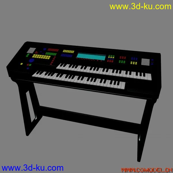 一套电子乐器 键盘 电子鼓 吉他 贝斯 DJ调音台模型的图片3