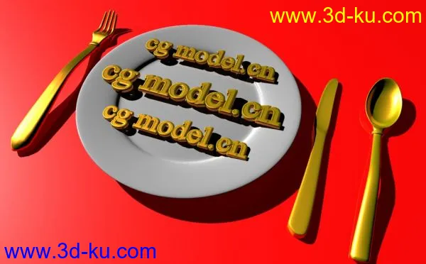 黄金刀叉和盘子模型的图片1