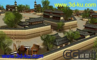 3D打印模型网络游戏“墨香”古代城市场景的图片