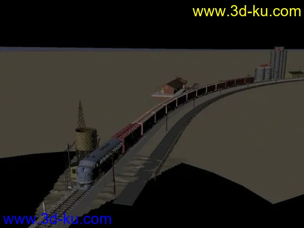火车高模和场景，ma格式，带贴图，三个压缩包，解压完130多MB模型的图片1
