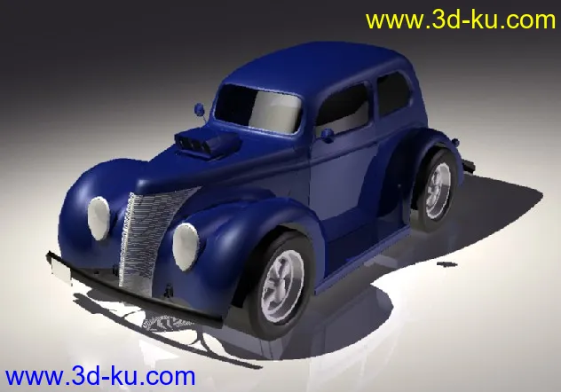 带绑定的蓝色老式小汽车模型的图片1