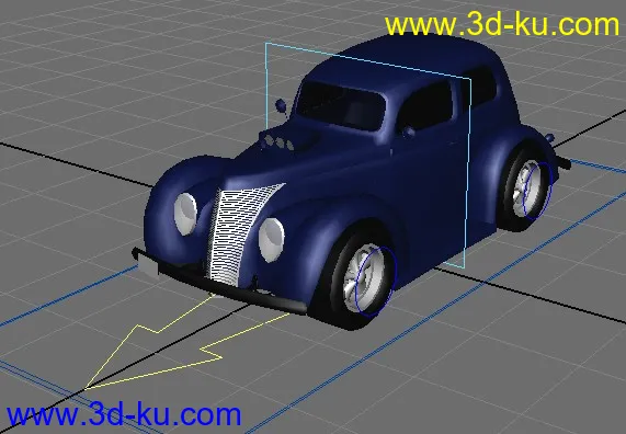 带绑定的蓝色老式小汽车模型的图片2