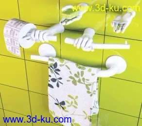 3D打印模型卫浴组件(之二)纸巾架、毛巾架，香皂架的图片