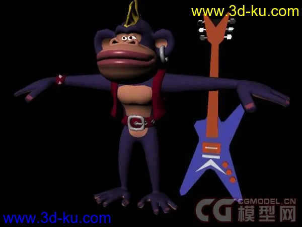 嘻哈、音乐、电吉他、紫色、猴子！模型的图片2