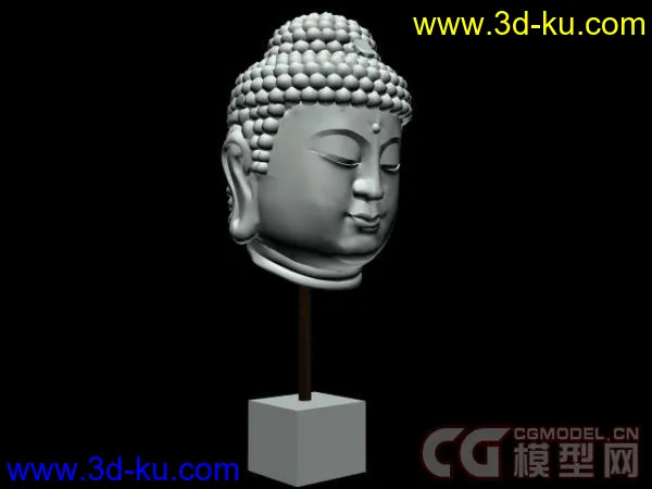 雕塑品-佛头3D模型的图片1