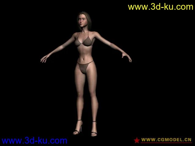 蒙皮绑定后的自带贴图女性模型的图片2