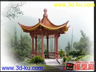 3D打印模型古代亭子的图片