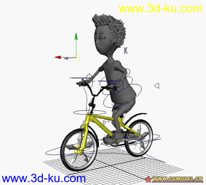 自建单车跟卡通人物（骨骼、有动画）模型的图片1