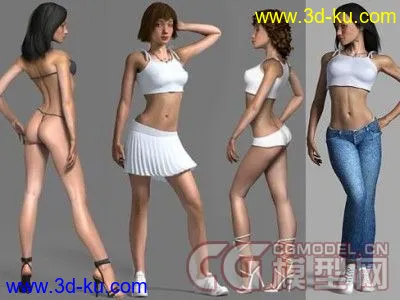 高精女人模型 带骨骼绑定 表情动画 (带贴图)的图片1