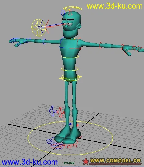 AIM小人骨骼+绑定+动画_可自行调节动画学习用模型的图片2