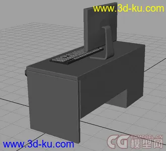 电脑桌电脑显示器鼠标键盘模型下载的图片