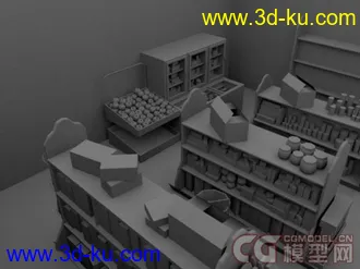 3D打印模型有灯光 有贴图 的复杂超市场景的图片