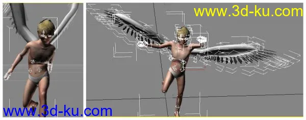 天使和卡通天使绑定翅膀（骨骼+动作+贴图）模型的图片5