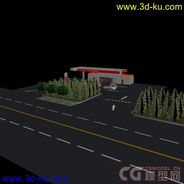 中国石化加油站模型下载的图片1