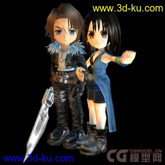 3D打印模型FFVIII - Cute Chibi Squall and Rinoa! Fully Poseable :)的图片