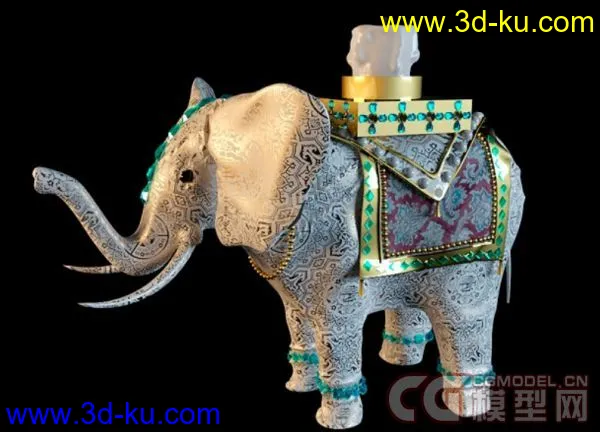 高精度大象装饰烛台（带贴图）3ds Max 模型下载的图片1