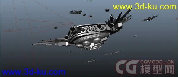 maya 超级高精度太空战舰 带动画 带灯光模型的图片2