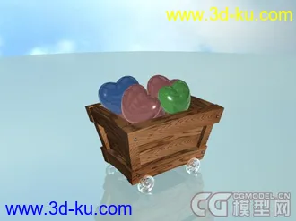 3D打印模型可爱风格的卡通木车，水晶心，下载的图片