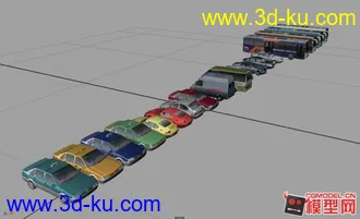 3D打印模型交通工具大集合，卡车，公交车，出租车，面包车的图片