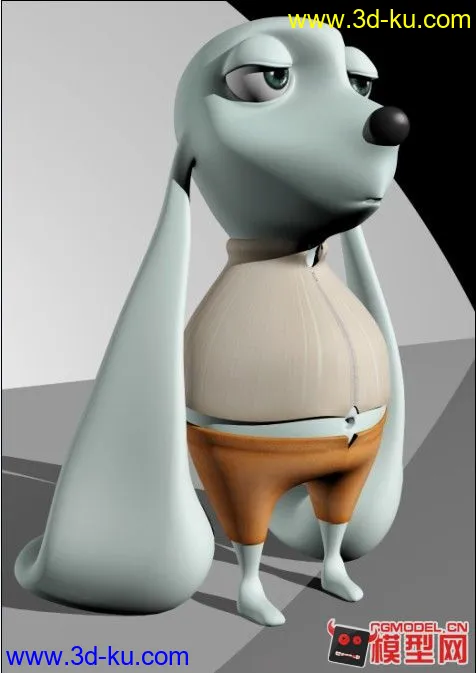 原创可爱的无手长耳卡通狗狗一只，需要的领回家！模型的图片2