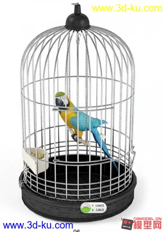 3D打印模型鹦鹉 黄丽  鸟笼的图片