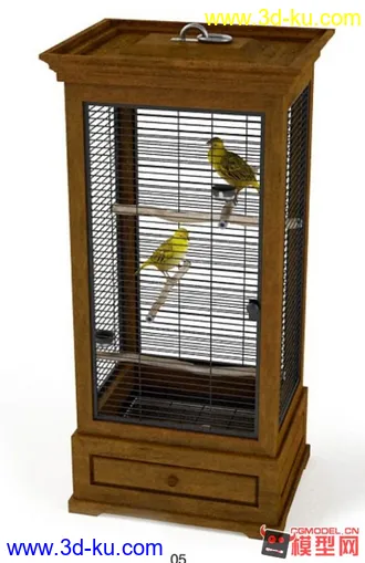 3D打印模型鹦鹉 黄丽  鸟笼的图片