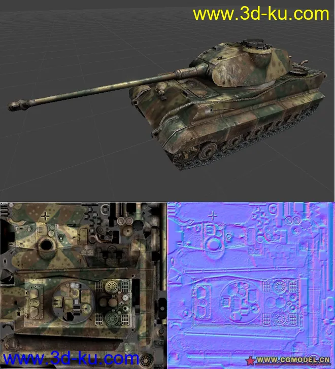 二战虎王坦克次时代低模模型的图片1