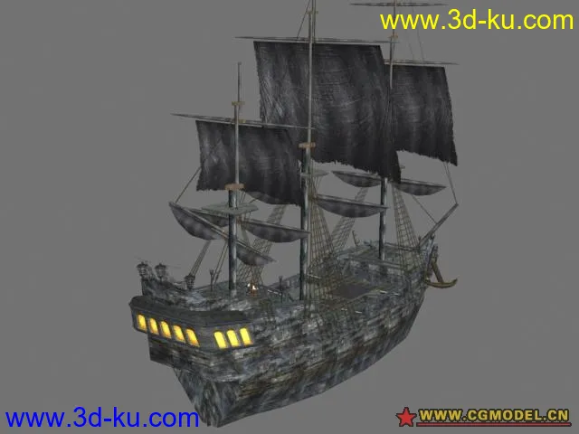 《加勒比海盗》中的杰克船长和他的黑珍珠号模型的图片2