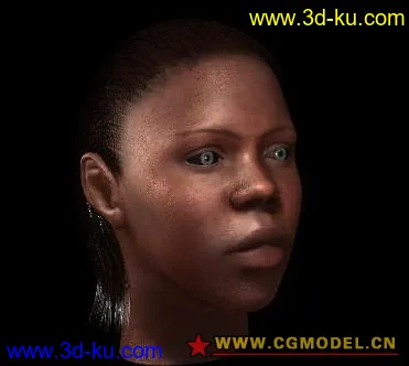 一个黑人女性的头部模型，带贴图材质的图片1