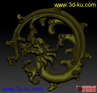 3D打印模型龙纹透雕的图片