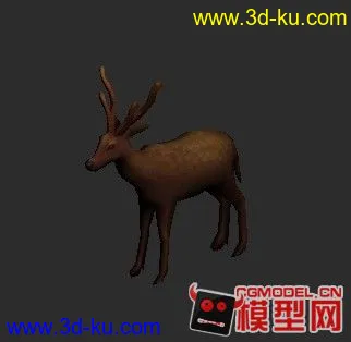 3D打印模型亲手拉的鹿，4边面，下载即可可用的底膜。3DMAX的图片