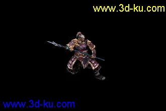 3D打印模型3D（武士带一个动作）带动作和预览图FBX格式的图片