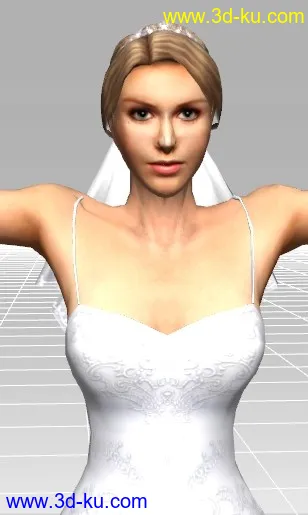 穿婚纱的金发新娘，有骨骼绑定有动画模型的图片1