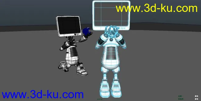 一个苹果电脑机器人，男机器人拿着苹果求爱~模型的图片1