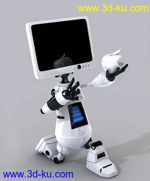 一个苹果电脑机器人，男机器人拿着苹果求爱~模型的图片2