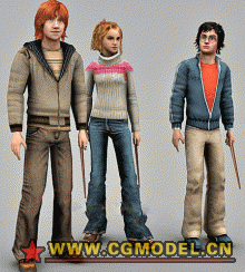 哈利、赫敏、罗恩3D游戏模型的图片1