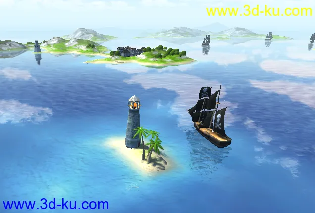 unity3D 一个非常漂亮的岛屿场景 海盗船 U3D模型的图片3