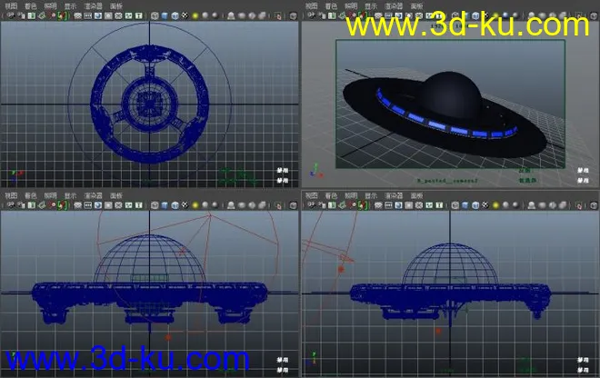 飞碟,常见的圆盘形UFO含材质贴图模型的图片1