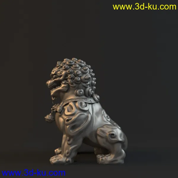 精细石头狮子雕塑模型的图片3