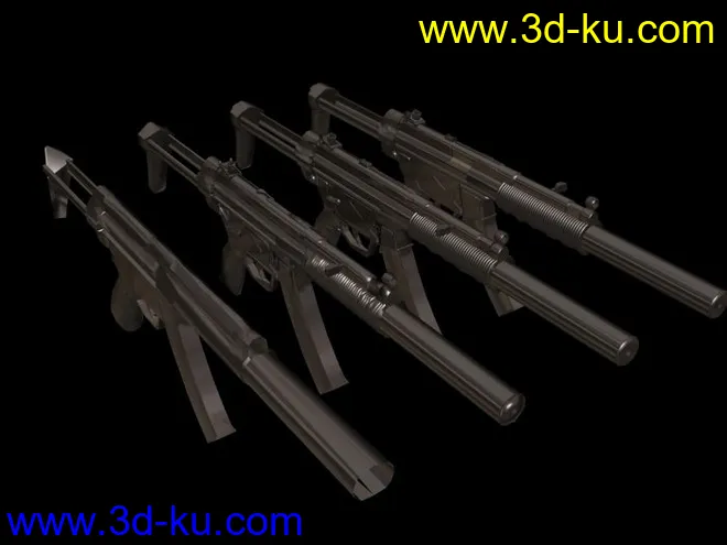 HK MP5枪械  模型布线从粗到细-可做各种用途的图片1
