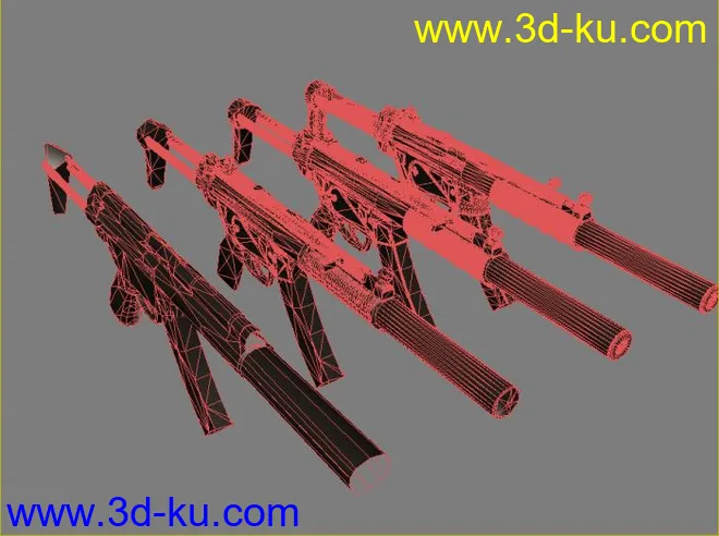 HK MP5枪械  模型布线从粗到细-可做各种用途的图片2