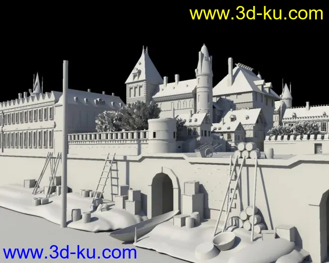 MAYA建筑模型 城堡（白模）的图片1