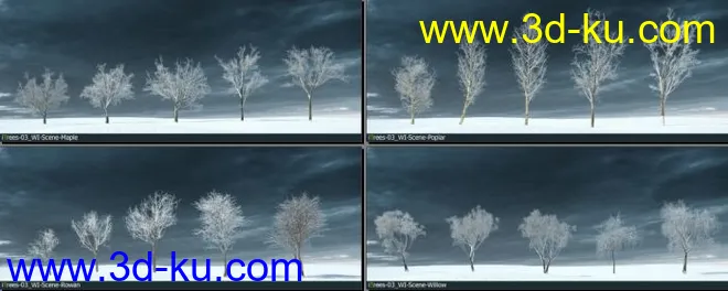 75颗形态各异的冬季树木模型的图片3