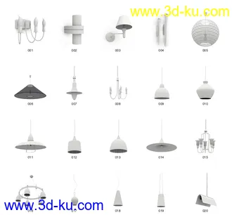 3D打印模型各种灯，有台灯，壁灯，挂灯，吊灯等等...的图片