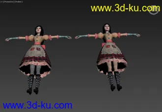 3D打印模型爱丽丝疯狂回归全服装+裙底风光+武器+动画的图片