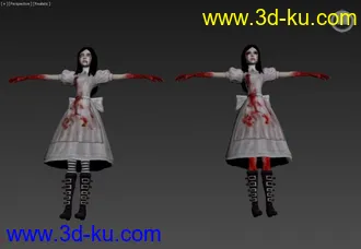 3D打印模型爱丽丝疯狂回归全服装+裙底风光+武器+动画的图片