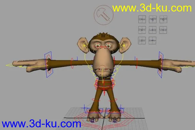 [三维动画绑定] 猴子的绑定模型的图片1