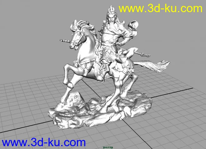 关公骑大马（maya obj  带 贴图）模型的图片1