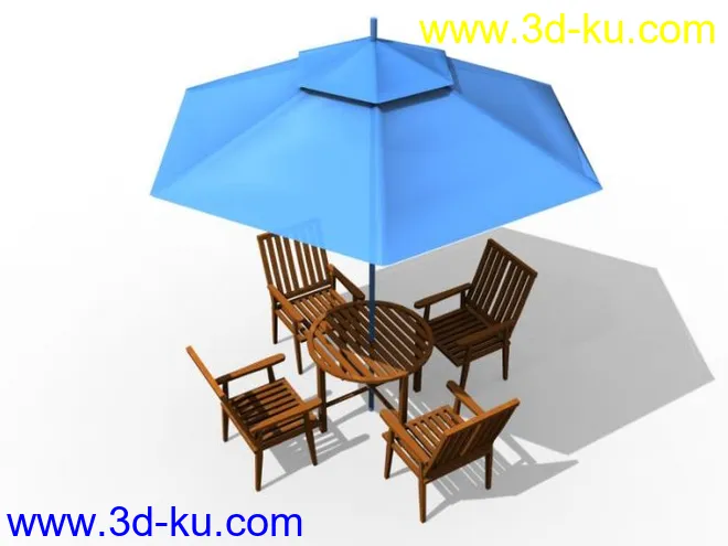带遮阳伞的休闲桌椅模型的图片1